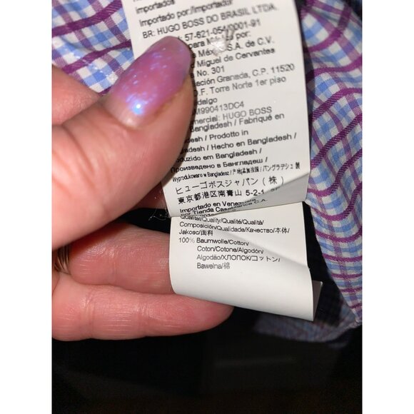 New BOSS SHARP-FIT SHIRT IN OXFORD COTTON WITH GINGHAM CHECK Size 16-32/33 - Picture 9 of 11